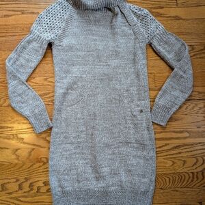 Prana Women’s Archer Sweater Dress Cowl Neck Mesh Organic Cotton Oatmeal Taupe M